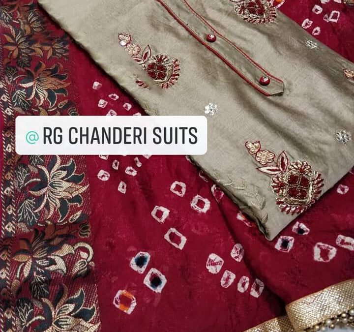 Chanderi suits with jaal work