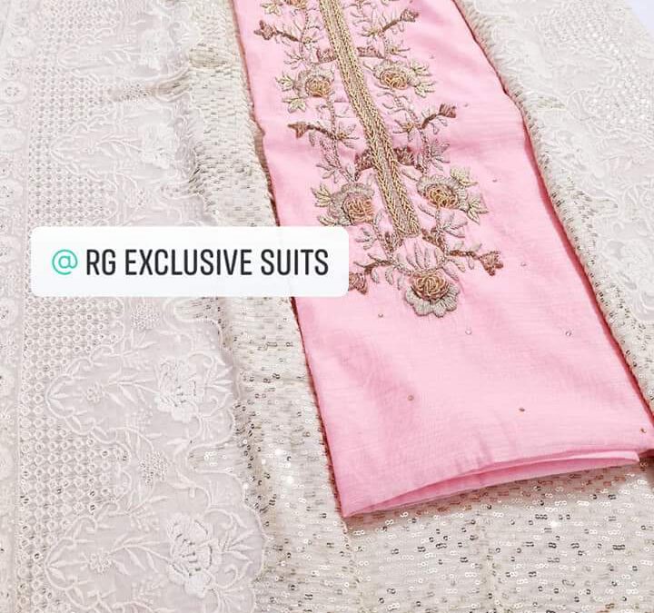 Embroidered chanderi suits