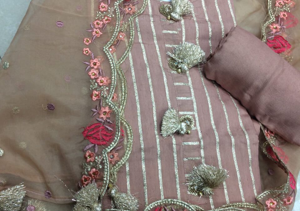 Pure chanderi semistitched suits.