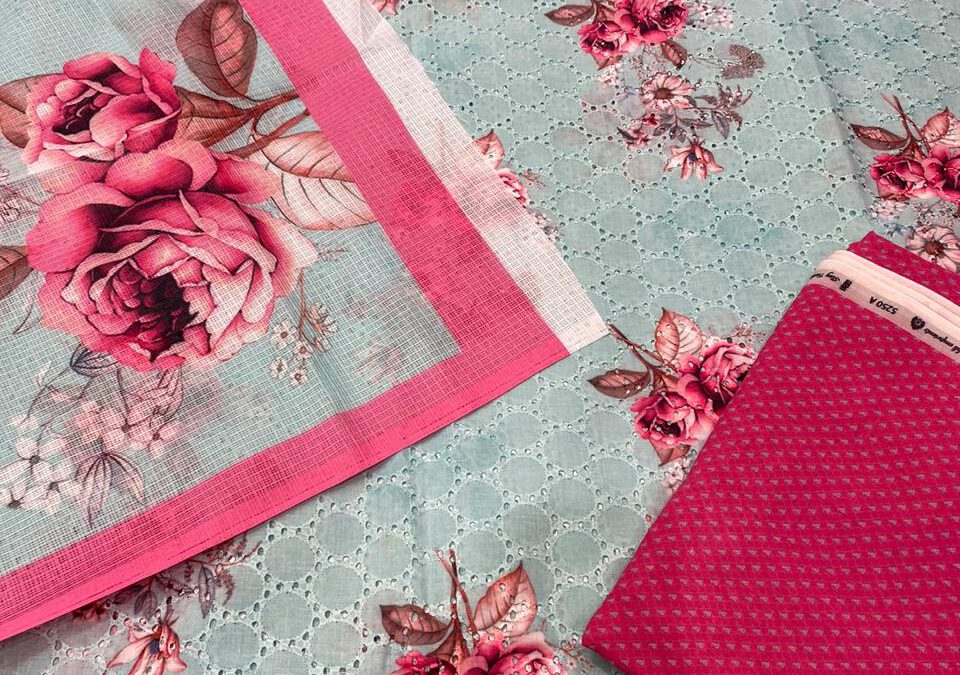 Cotton chikan digital printed suits