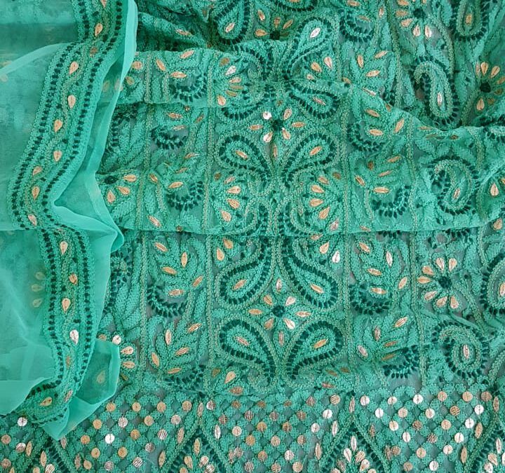 Georgette chikakari suits.