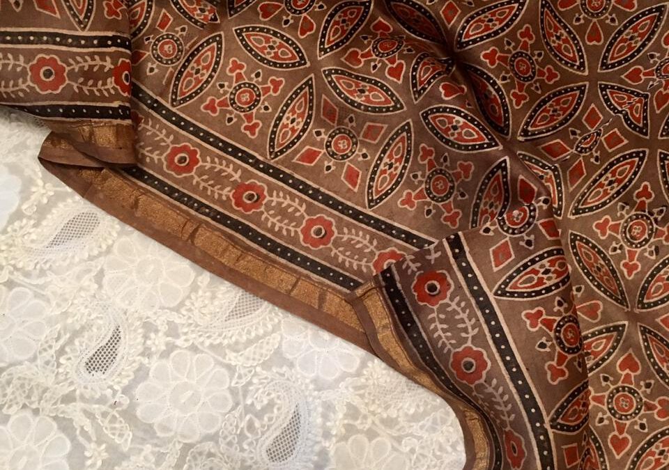 Pure chikankari kurta with ajrakh duppatta.