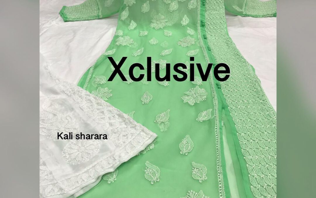 Georgette lucknowi kurti with sharara.