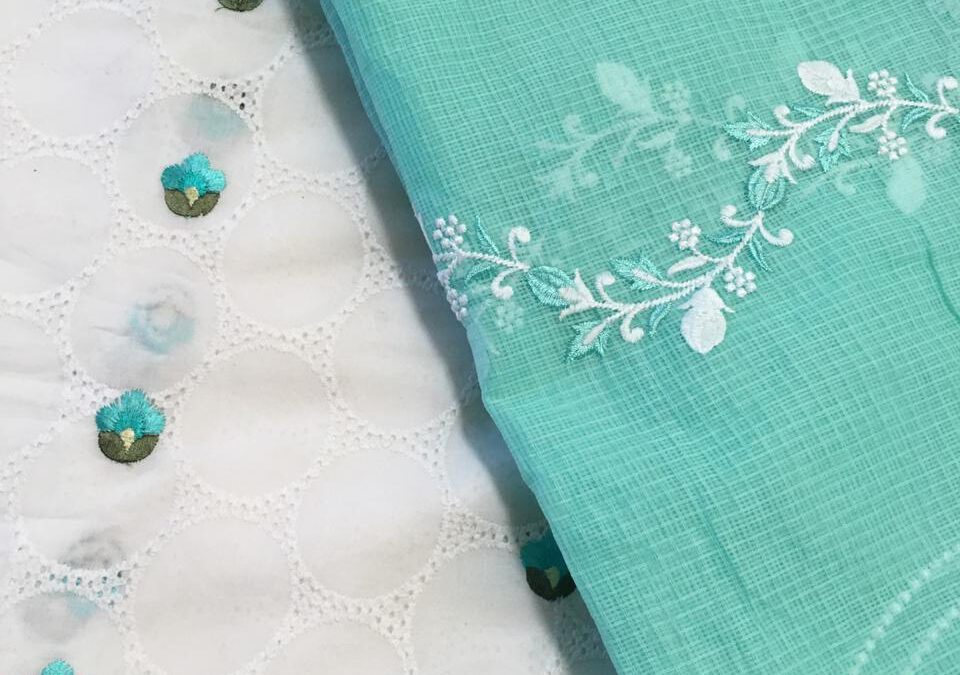 Hakoba chikan kurta with kota duppatta.