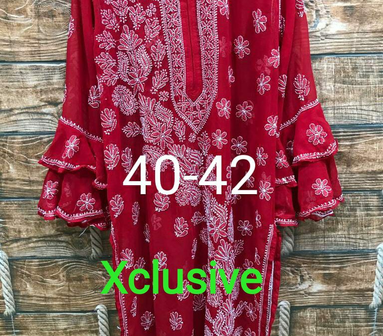 Double layer georgette lucknowi kurtis.