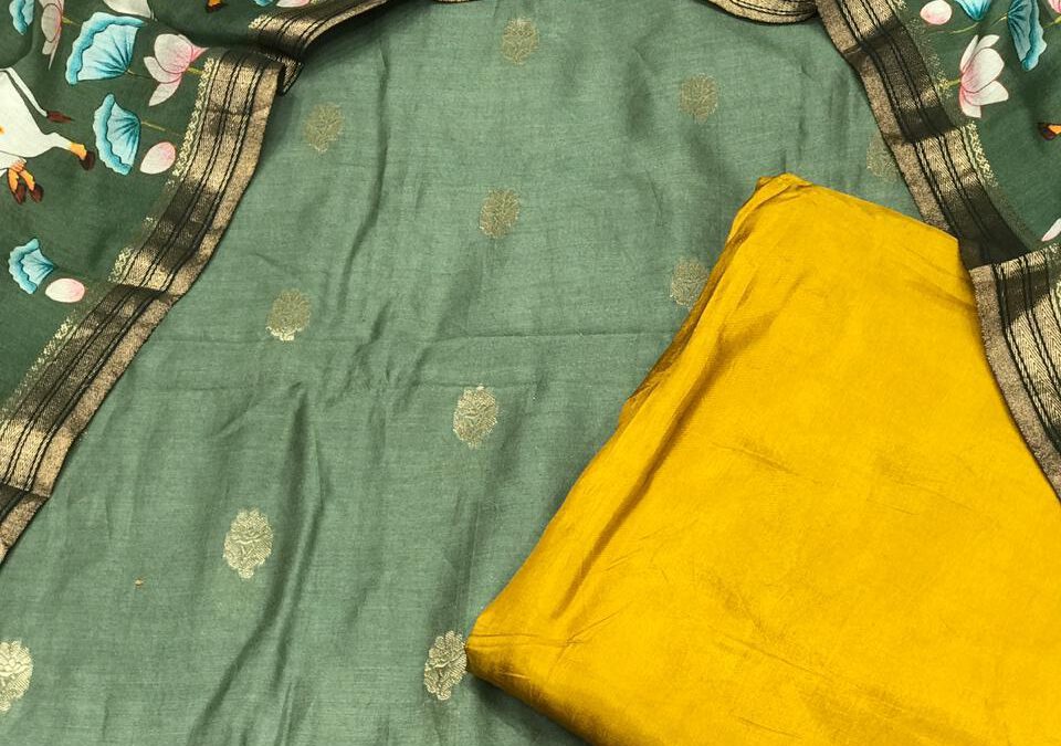 Mercidised chanderi suits.