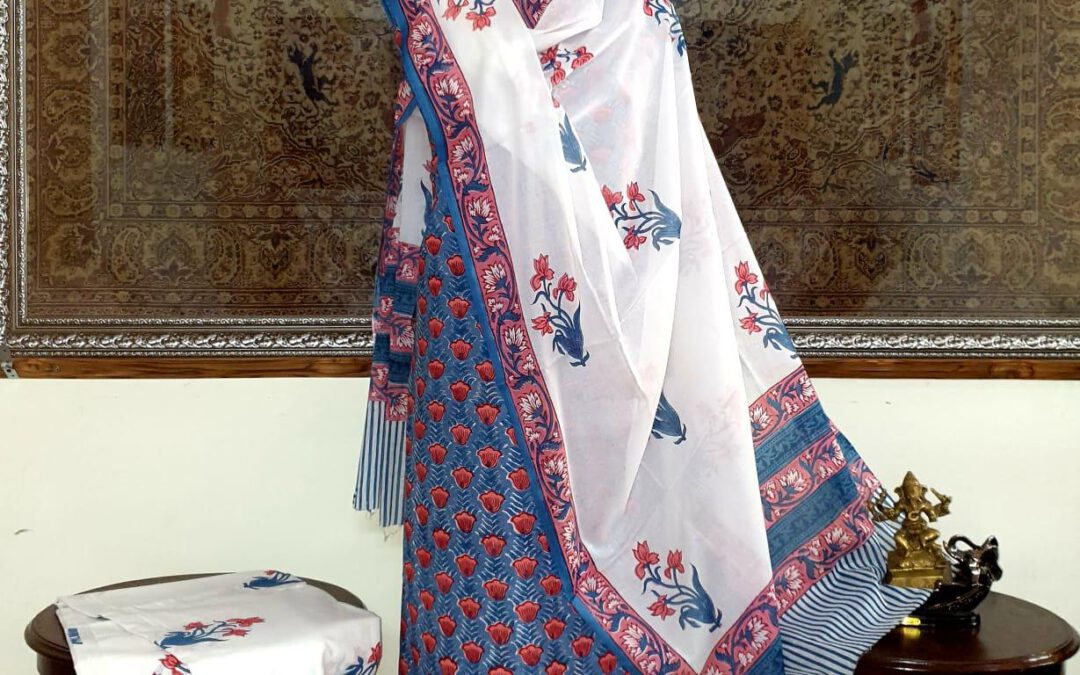Cotton suit with mul mul dupatta