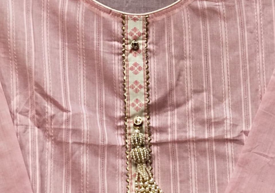 Cotton kurti with gota work, skirt and duppatta