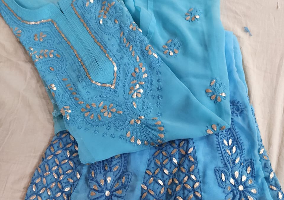 Georgette gotta pati kurti with sharara