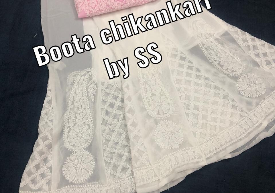 Georgette chikan kurti with sharara