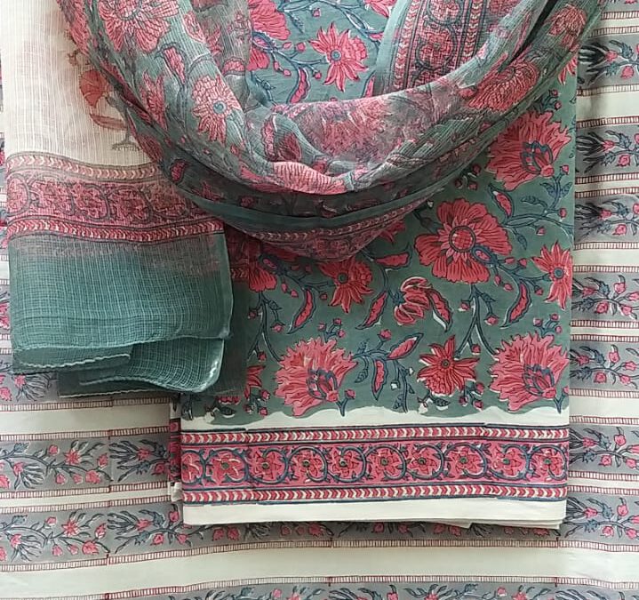 Handblock printed suits.