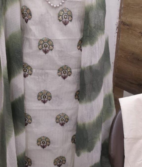 Embroidered kora cotton suits