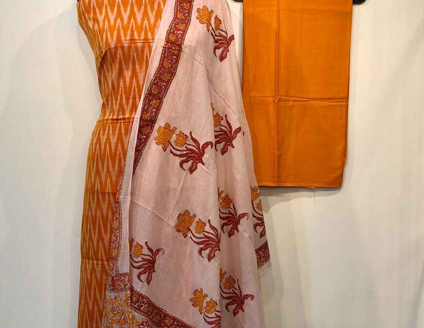 Mercidised ikkat dress materials