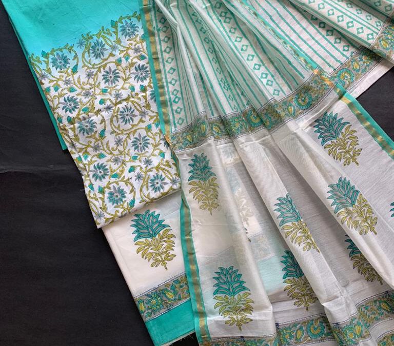 Pure cotton suit with chanderi duppatta