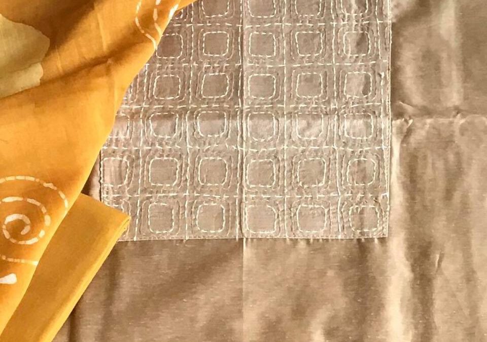 Cotton chanderi embroidered suits.