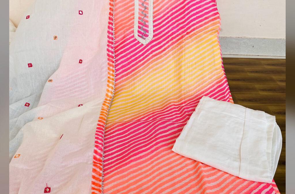 Doria kurti with pant and duppatta