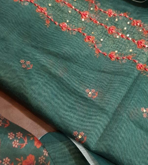 Chanderi hand work suits