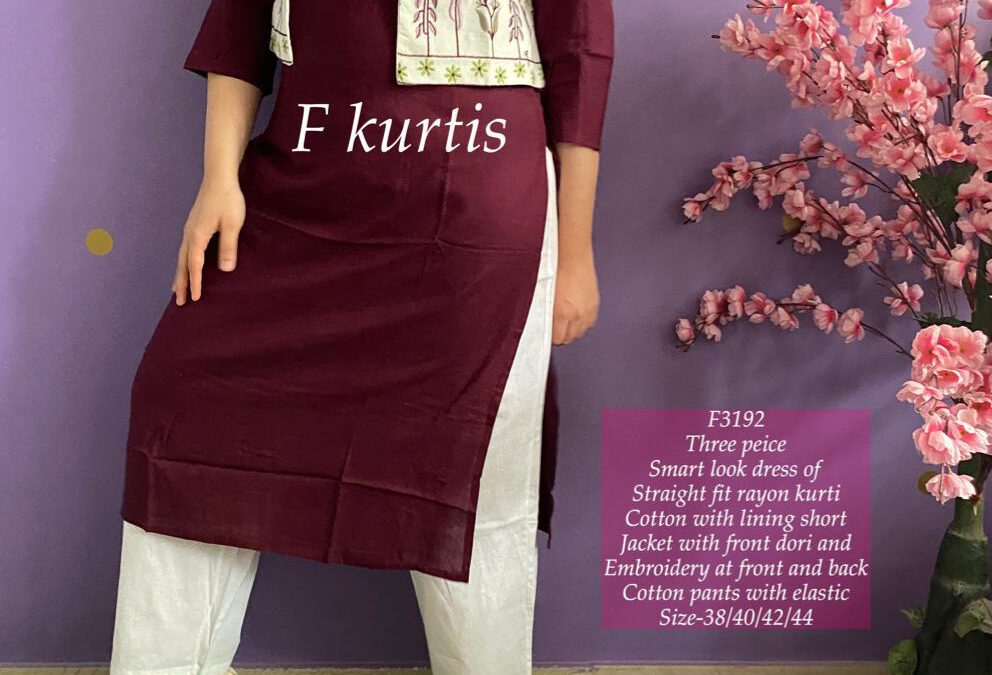 Kurti with pants and jacket.