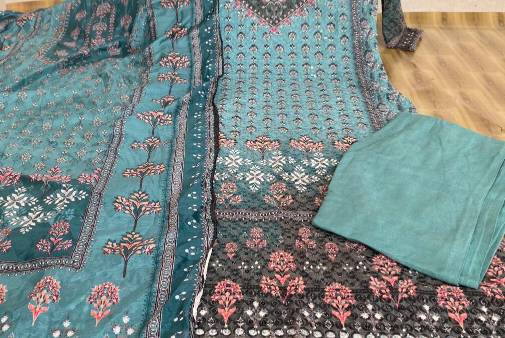 Kurti paired with pant and duppatta