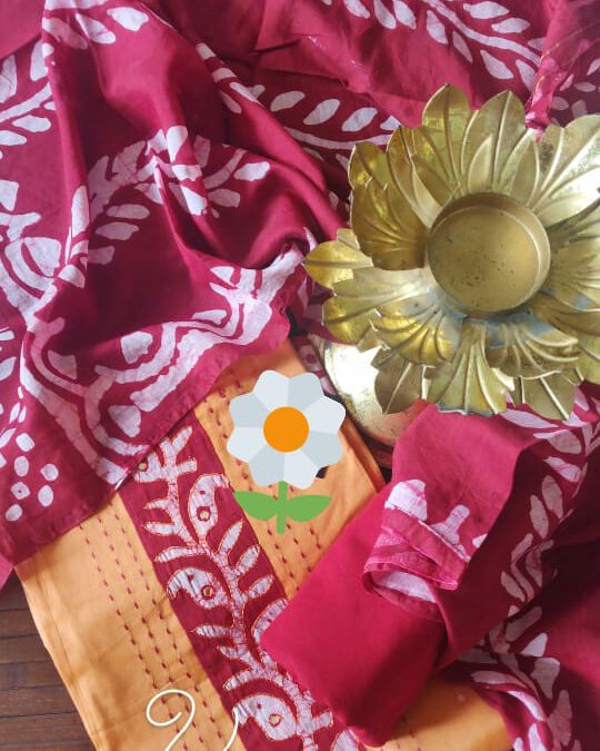 Cotton suit with chanderi duppatta