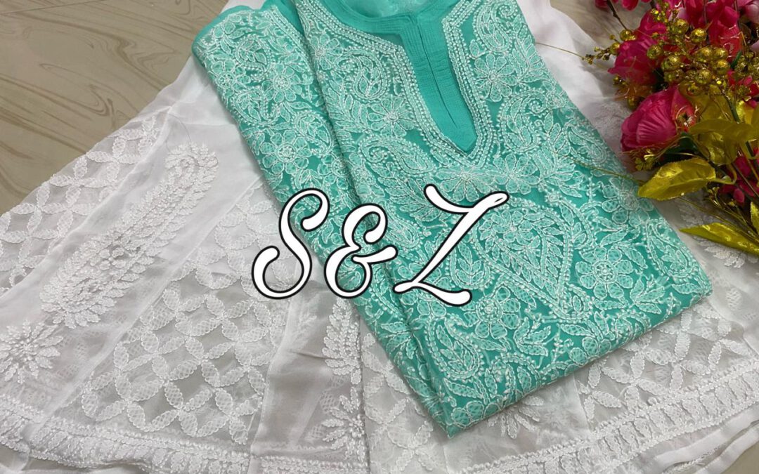 Chikan kurti with sharara.