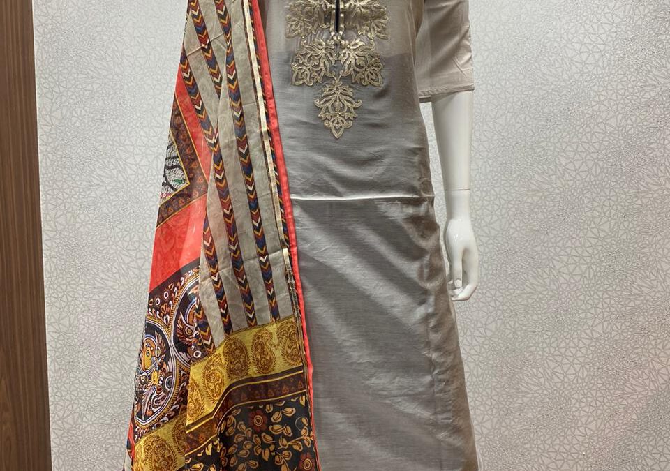 Pure chanderi dress materials.