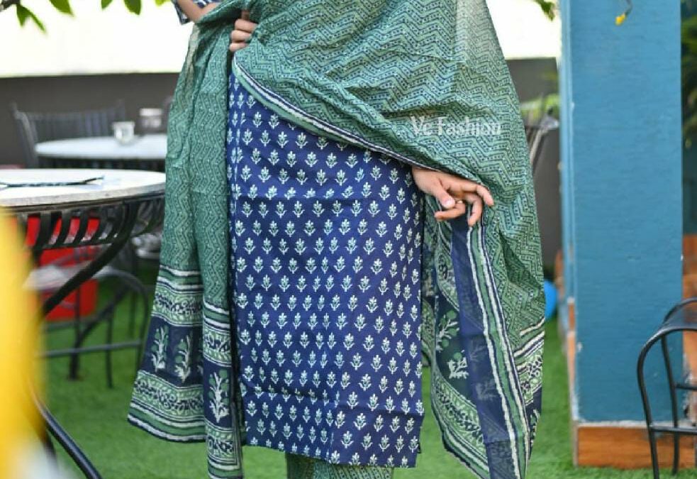 Handblock stitched 3 piece suit.