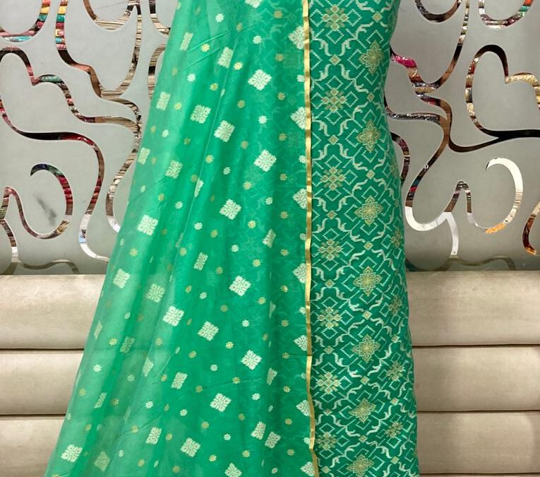 Muslin ikkat dress material.