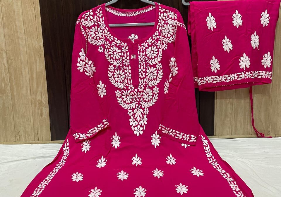 Modal chikankaari kurti sets.